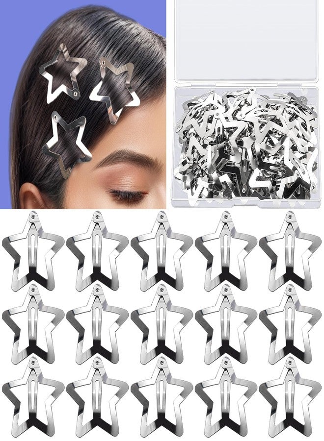 واي جي دي زد مجموعة YGDZ من 30 قطعة من مشابك الشعر النجمية مقاس 1.61 بوصة، إكسسوارات شعر مستوحاة من موضة الألفية، مشابك فضية للبنات والسيدات، إكسسوارات حفلات، مشابك شعر مانعة للانزلاق، مشابك شعر معدنية قابلة للفتح والإغلاق. - Image 1